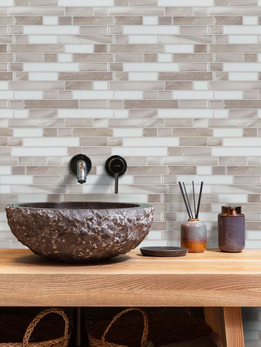 10 sheets thickened design peel and paste kitchen splashback and bathroom self-adhesive tiles - Multicolor - View 1