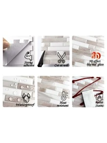 10 sheets thickened design peel and paste kitchen splashback and bathroom self-adhesive tiles - Multicolor - View 6