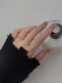 Minimalist & Fashionable Ins Style 1.2mm 925 Sterling Silver Rings | Dainty Cute Stacking Stackable Thumb Pinky Band Ring | Comfort Fit Size 5 to 9 1PC/2PCS/3PCS/4PCS | Sterling Silver Wire Loop Ring For Women Girls , Gift - Perak - View 11