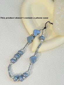 1入組珍珠、雷射雕刻心形吊飾手鏈、手機殼掛繩 - 淺藍色 - 查看 4