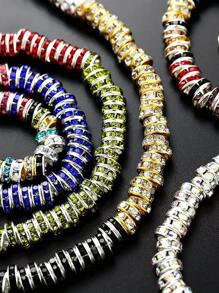 4/6/8mm水鑽水晶圓形鬆動隔片珠子適用於珠寶製作DIY手環配件50入組/批 - 黑色 - 查看 3