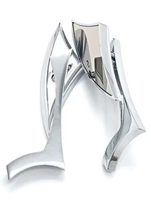 Triangle Shaped Aluminum Motorcycle Rearview Side Mirror - Silver - View 1