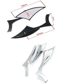 Triangle Shaped Aluminum Motorcycle Rearview Side Mirror - Silver - View 4