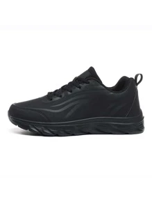 Zapatos de atletismo PU otoño con invierno deportivo casual para hombres - Negro - Ver 2