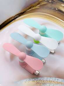 1 pieza Ventilador del teléfono unicolor de silicona androide & Type-C puerto portátil - Celeste - Ver 4