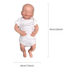 18英寸全矽膠重生嬰兒娃娃手工逼真新生嬰兒玩偶3D彩繪嬰兒逼真新生娃娃 - 杏色 - 查看 4