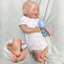 18英寸全矽膠重生嬰兒娃娃手工逼真新生嬰兒玩偶3D彩繪嬰兒逼真新生娃娃 - 杏色 - 查看 9