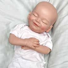 18英寸全矽膠重生嬰兒娃娃手工逼真新生嬰兒玩偶3D彩繪嬰兒逼真新生娃娃 - 杏色 - 查看 7