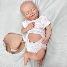 18英寸全矽膠重生嬰兒娃娃手工逼真新生嬰兒玩偶3D彩繪嬰兒逼真新生娃娃 - 杏色 - 查看 1