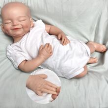 18英寸全矽膠重生嬰兒娃娃手工逼真新生嬰兒玩偶3D彩繪嬰兒逼真新生娃娃 - 杏色 - 查看 8