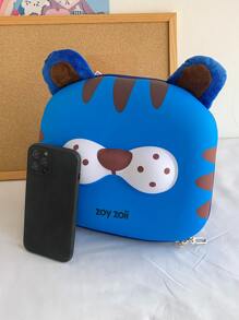 Mochila dibujos animados lindo con diseño de tigre para niños con doble hombro tirantes - Azul - Ver 2