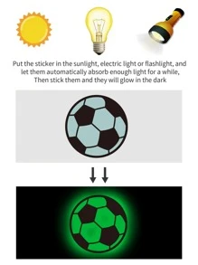 1 pieza Pegatina de pared autoadhesiva de PVC con diseño de fútbol simple de estilo de dibujos animados para decoración de habitación de niños, resistente al agua, brillante en la oscuridad verde, para fans de fútbol, pegatinas, decoración de pared, calcomanía de vinilo para decoración del hogar, artículos de decoración de primavera para refrescar su hogar, pegatinas de decoración Rama