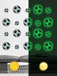 1 pieza Pegatina de pared autoadhesiva de PVC con diseño de fútbol simple de estilo de dibujos animados para decoración de habitación de niños, resistente al agua, brillante en la oscuridad verde, para fans de fútbol, pegatinas, decoración de pared, calcomanía de vinilo para decoración del hogar, artículos de decoración de primavera para refrescar su hogar, pegatinas de decoración Rama