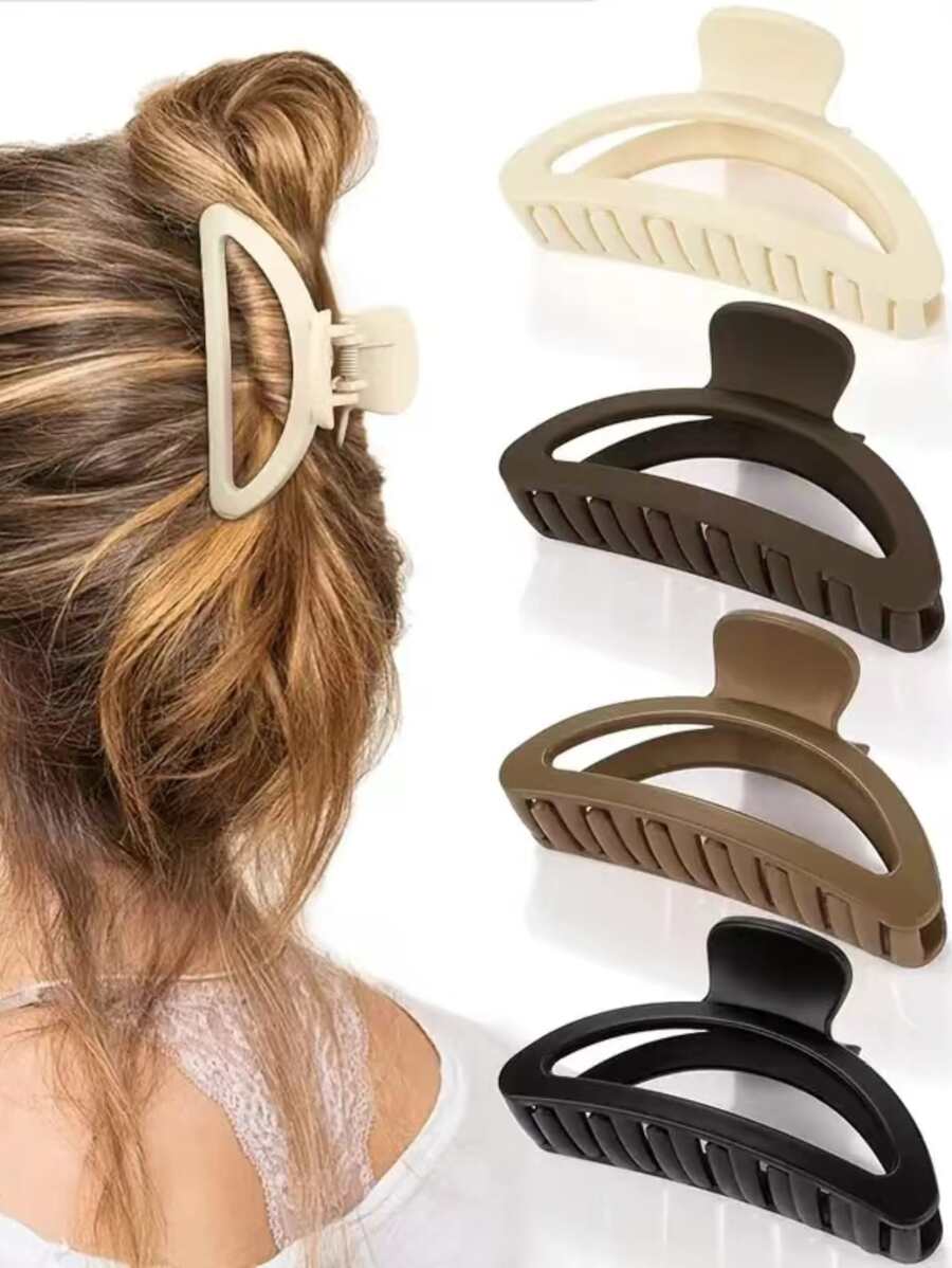 4 pièces Pinces à cheveux élégantes et chics demi-rondes, mats pour femmes. Clips à cheveux avec design ajouré et forme décontractée. Accessoires de cheveux pour femmes pour les tenues de vacances, l'école et l'université en automne et en hiver.
