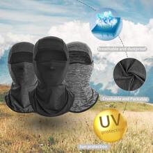 1pc Women's Solid Color Breathable Outdoor Cycling Full Face Mask, Windproof & Uv Protection Balaclava For Motorcycle - Black - View 5