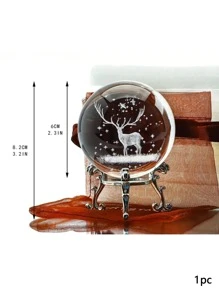 1入組,2.4英寸(60mm)3D內雕刻聖誕小鹿水晶球鎮紙玻璃激光雕刻球帶支撐架家庭裝飾藝術 - 彩色 - 查看 6