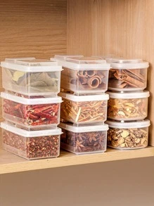 1入/2入/4入/8入組白色單格香料存儲盒，香料盒為八角形，四川胡椒透明香料瓶，保鮮儲物盒，適用於家居廚房 - 白色 - 查看 2