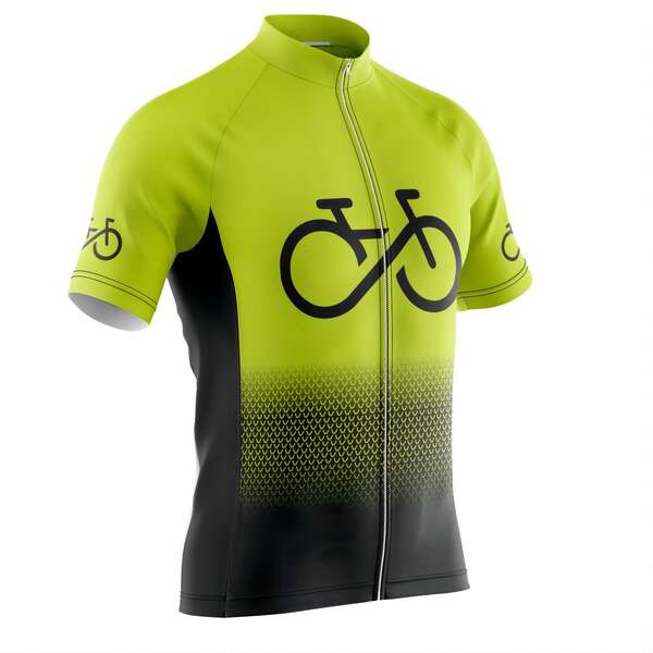 Bike Print Ombre Zip Up Cycling Jersey