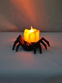 1入組萬聖節裝飾電子蠟燭燈帶幽靈般蜘蛛形狀夜晚燈裝飾用品
