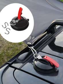 1pc Outdoor Camping Rope Strong Suction Cup Car Tent Canopy Hook Luggage Strap Fastener Pet Vacuum Suction Cup - Black - View 2