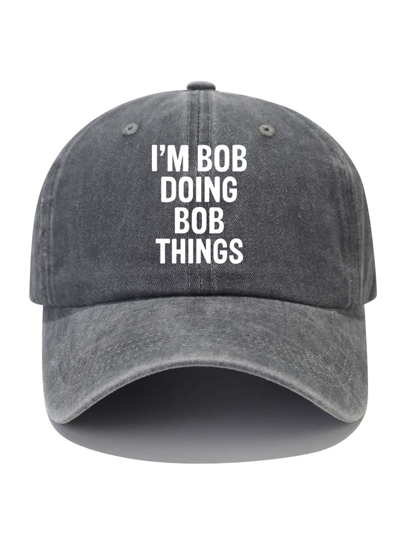 con letra con estampado de mujeres Gorra de béisbol , vintage con lavado papá Sombrero , de moda suave borde Sombrero de camionero , ropa de calle roto Gorra de hip hop , con estampado Sombrero contra sol - Gris - Ver 1