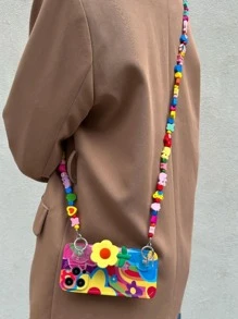 With Phone Charm Summer Flower Decor Phone Case With Lanyard - Multicolor - View 2