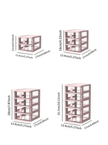 1 Peça Transparente Mini Escrivaninha Plástico Caixa De Arrumação De Gavetas Com Em Forma De Coelho Suprimentos De Escritório & Escola Organizador - Branco - Visão 4