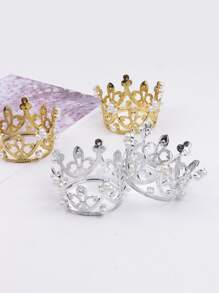 1入組迷你珍珠裝飾皇冠蛋糕裝飾物,公主皇冠裝飾用品適用於生日派對 - 金色 - 查看 6