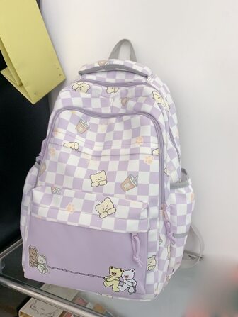 2023 新款多功能旅行背包拉链、隔层、多功能、大容量学校用品、学校背包学院、中学、返校、高中、旅行、户外适合少女、适合在校学生、适合青少年可爱、时尚、时尚、简约帆布包