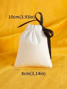 10 piezas + blanco con cordón Bolsas con negro hilo con Bisutería logo - Blanco - Ver 5