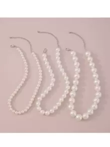 1 Miếng Số lớn Ngọc trai Giả Lễ hội Dây chuyền , Linh hoạt - trắng - Xem 5