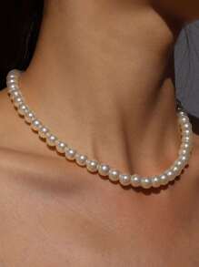 1 Miếng Số lớn Ngọc trai Giả Lễ hội Dây chuyền , Linh hoạt - trắng - Xem 4