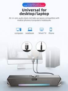原裝聯想 TS33 有線音箱 360 環繞立體聲家庭影院台式電腦低頻低音炮兼容 USB/3.5 毫米接口 - 黑色 - 查看 5