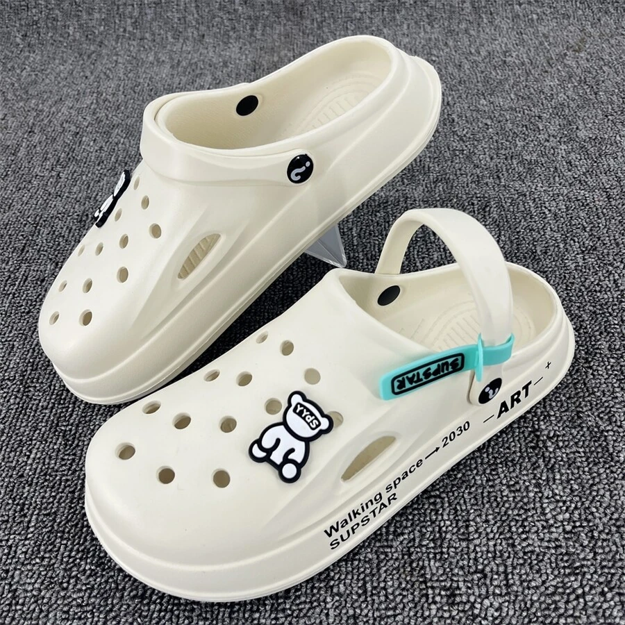 Men's Cartoon Decorated Hollow Hole Hole Shoes with Multiple Ways of ...