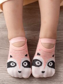 粉色狐狸有圖案孩子們襪子 - 粉色 - 查看 2