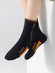 5 đôi tất thể thao thoáng khí in chữ "SPEED" cho trẻ em, màu ngẫu nhiên, dài đến bắp chân, dành cho bé trai và bé gái, mùa xuân/thu (3-8 tuổi, 8-12 tuổi) - Nhiều màu - Xem 7