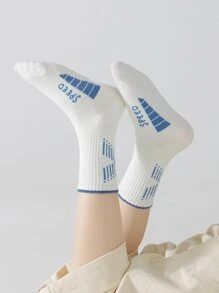 5 đôi tất thể thao thoáng khí in chữ "SPEED" cho trẻ em, màu ngẫu nhiên, dài đến bắp chân, dành cho bé trai và bé gái, mùa xuân/thu (3-8 tuổi, 8-12 tuổi) - Nhiều màu - Xem 8