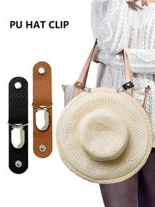 PU皮革旅行行李收納小袋,多功能夾適用於後背包,帽,和小 - 黑色 - 查看 2