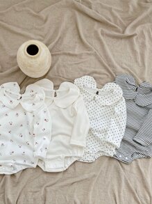 秋季女婴彼得潘领长袖连体衣，多种颜色可选（宽松版型，尺码偏大，偏瘦的宝宝请选择小一码，其他宝宝请选择正常尺码） - 米色 - 查看 4
