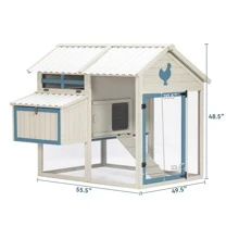 Outdoor Chicken Coop with Waterproof PVC Roof, Outdoor Chicken Coop with Removable Bottom for Easy Cleaning,Large Space Coop Suitable for 6-8 Chickens - White - View 1
