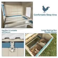 Outdoor Chicken Coop with Waterproof PVC Roof, Outdoor Chicken Coop with Removable Bottom for Easy Cleaning,Large Space Coop Suitable for 6-8 Chickens - White - View 2