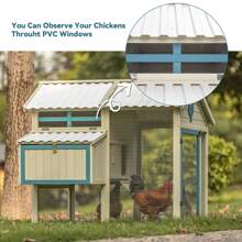 Outdoor Chicken Coop with Waterproof PVC Roof, Outdoor Chicken Coop with Removable Bottom for Easy Cleaning,Large Space Coop Suitable for 6-8 Chickens - White - View 3
