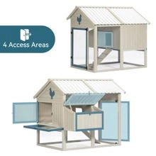 Outdoor Chicken Coop with Waterproof PVC Roof, Outdoor Chicken Coop with Removable Bottom for Easy Cleaning,Large Space Coop Suitable for 6-8 Chickens - White - View 5