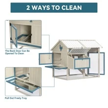 Outdoor Chicken Coop with Waterproof PVC Roof, Outdoor Chicken Coop with Removable Bottom for Easy Cleaning,Large Space Coop Suitable for 6-8 Chickens - White - View 4