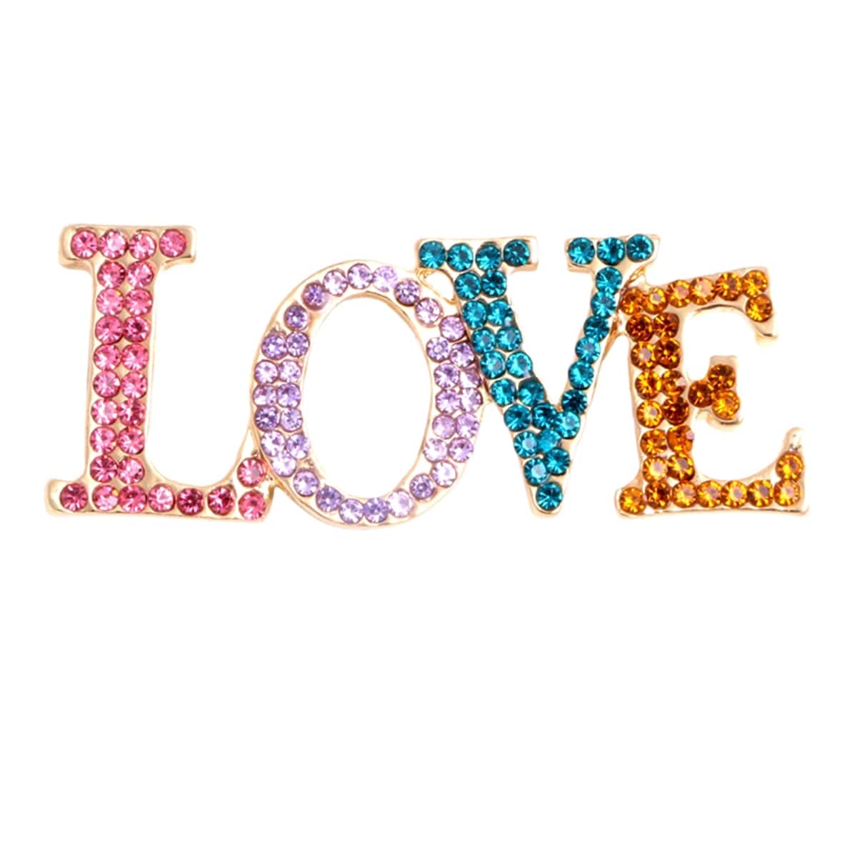 1只多色鑽石字母造型胸針 - 彩色 - 查看 1