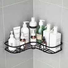 Bathroom Right Angle Storage Rack, No Drilling Required, Black - Black - View 4
