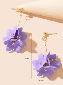 2 Miếng Đúng mốt Tím Hoa Vật rủ xuống Hoa tai - Màu tím - Xem 4