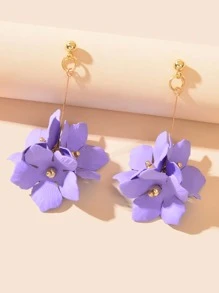 2 Miếng Đúng mốt Tím Hoa Vật rủ xuống Hoa tai - Màu tím - Xem 5
