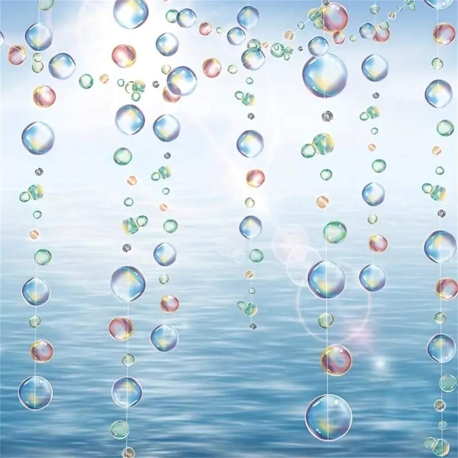 1pc Under The Sea Bubble Garlands for Little Mermaid Party Decorations 2D Bubble Garland Under Water Bubbles Hanging Streamer Pool Ocean Underwater Decor Kids Birthday Day Party Supplies