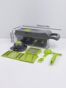 13 In 1 Kitchen Food Chopper Vegetable Onion Cutter With 8 Blades And Container Set - Multicolor - View 2